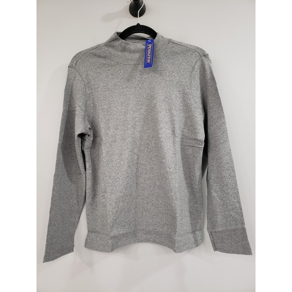 NEW PETITE LARGE PENDLETON Mock Neck‎ GRAY 100% COTTON Long Sleeve turtleneck